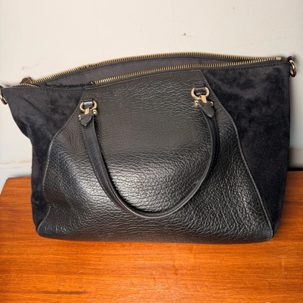 Coach Prairie Satchel Black Pebbled Leather Suede Gold F79999 Broken Zipper